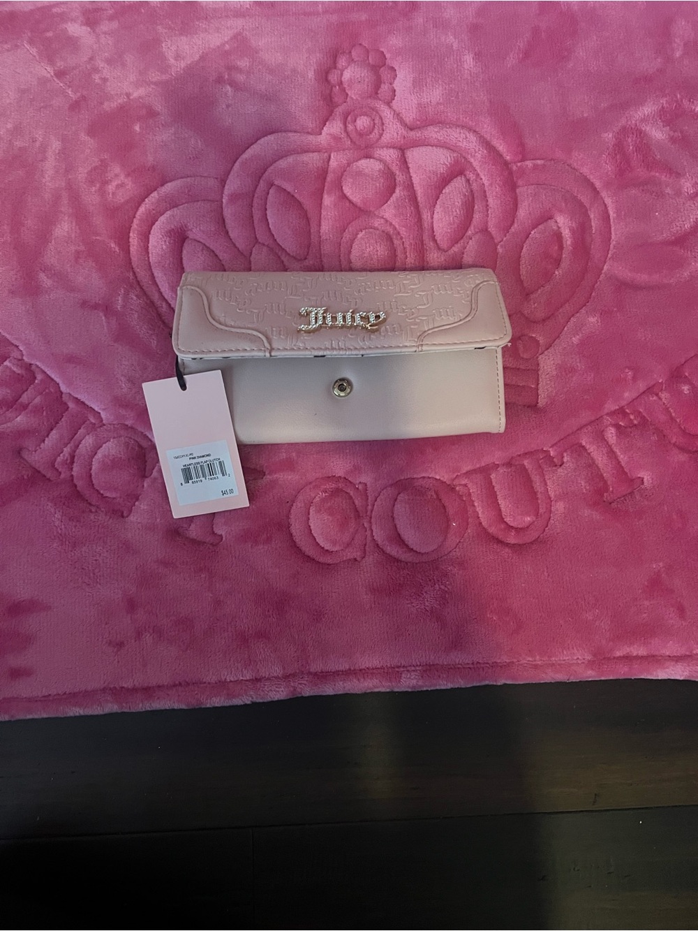 Juicy Couture Light Pink Logo Print Trifold Wallet